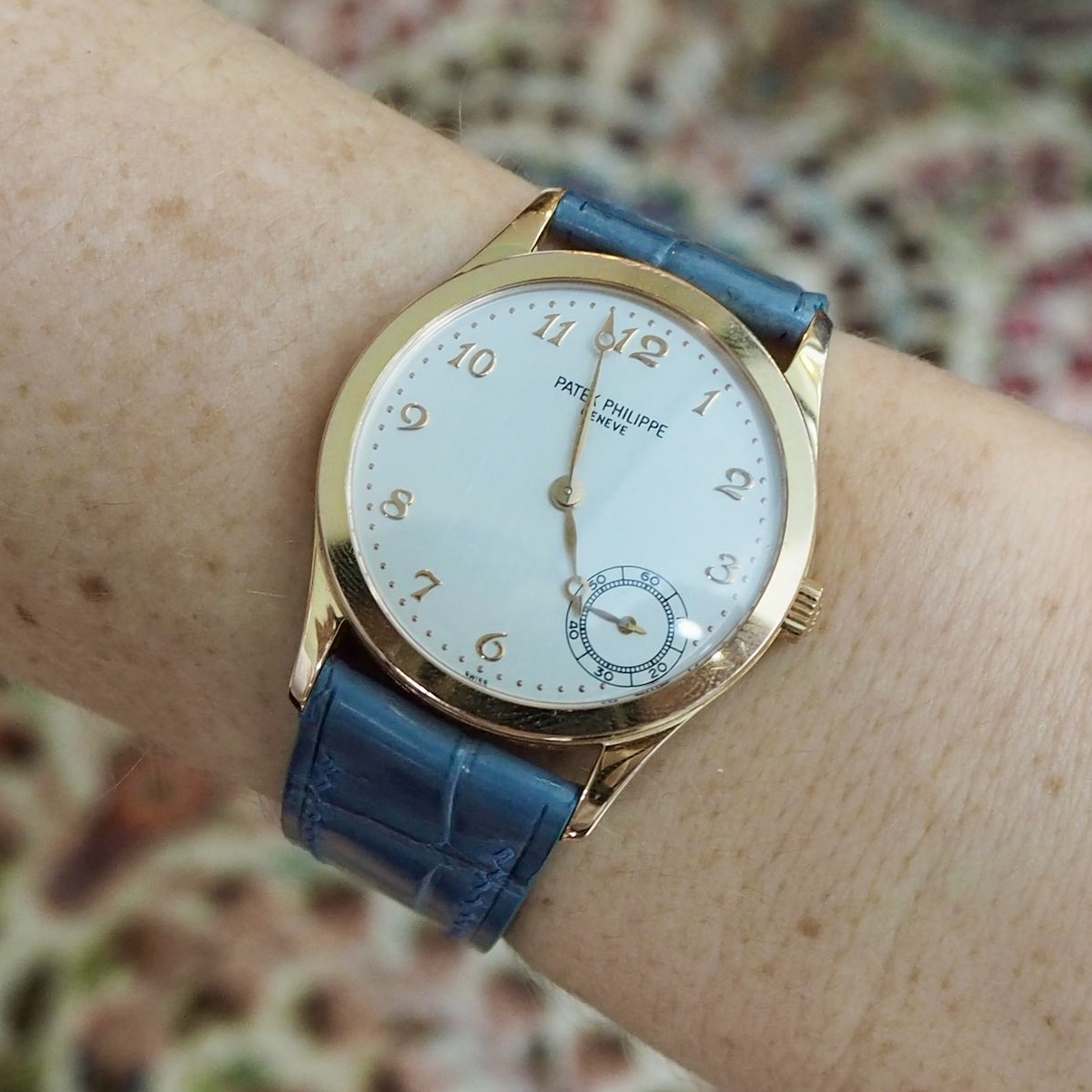 Patek Philippe Calatrava 5026R watch with cerulean strap