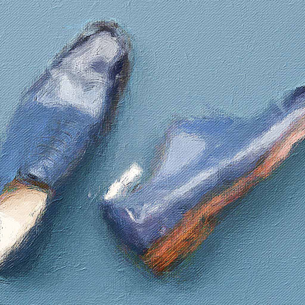 Painting of cerulean blue oxfords